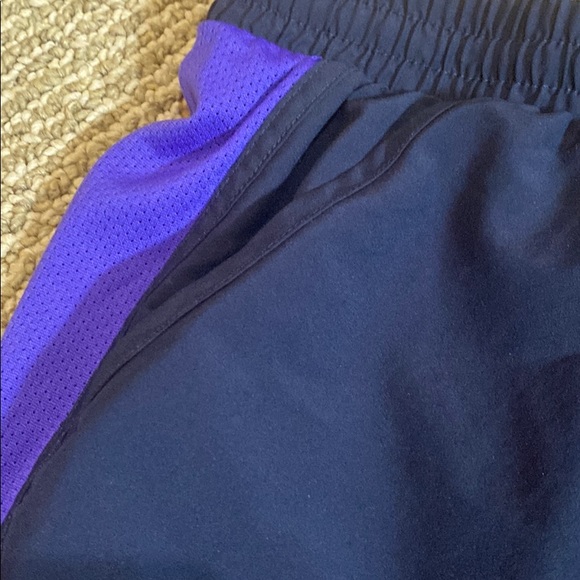 Navy and purple adidas athletic shorts - Picture 3 of 5